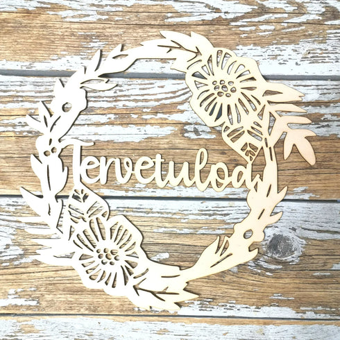 Puinen Tervetuloa -kranssi