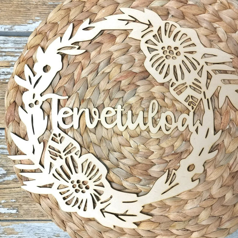 Puinen Tervetuloa -kranssi